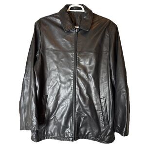 Riley Olmes Collection Men’s Leather Jacket w/ Zip Black XL Office Travel (Read)